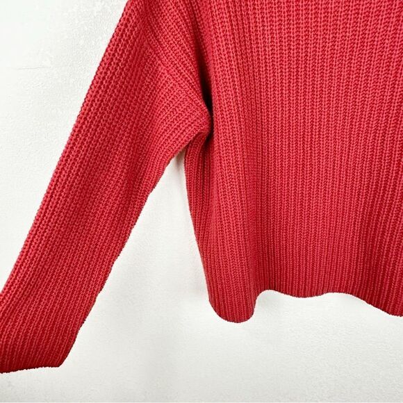 Vince. Red Alpaca Boat Neck Sweater Cable Knit Pullover M - Picture 3 of 5